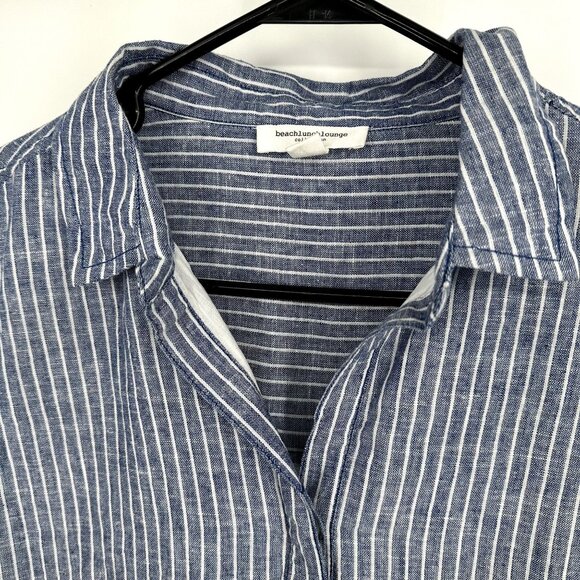 Beachlunchlounge Blue stripe Dress size Medium Linen‎ Blend - Picture 4 of 7